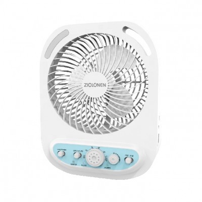 ZICLONEN high speed li-ion battery small electric usb desk rechargeable table fan with FM/AM radio